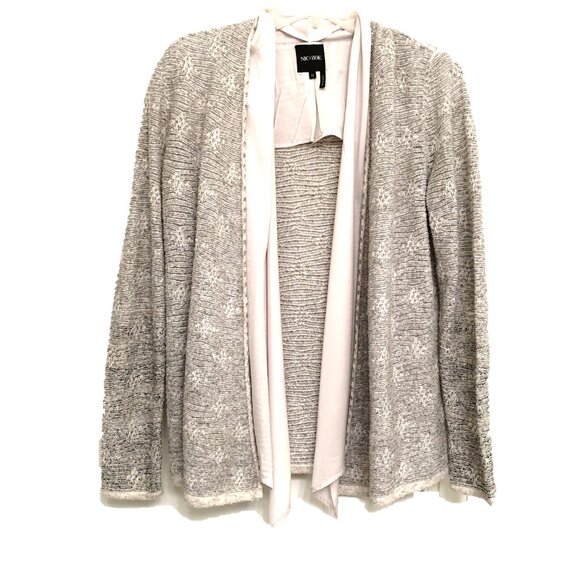 Nic & Zoe Grey Textured Open Cardigan with Sash Trim - Picture 3 of 9